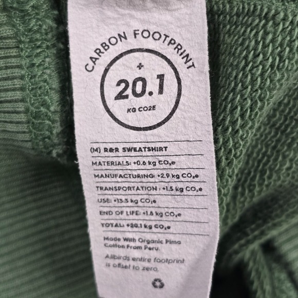 Allbirds Sweater Women Medium Green R&R Sweatshirt Pima Cotton Athleisure Lounge - Picture 4 of 9